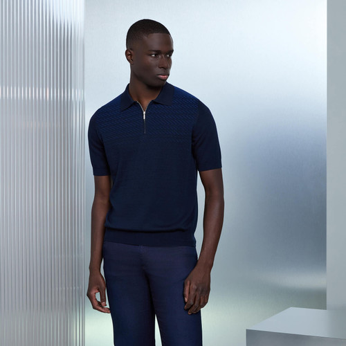 Dark navy blue “Dusk” zipped polo shirt