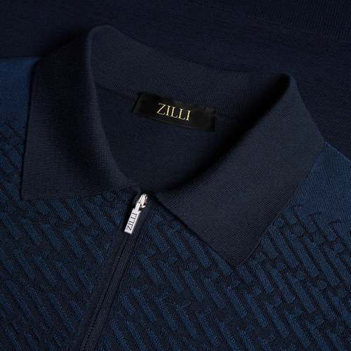 Dark navy blue “Dusk” zipped polo shirt