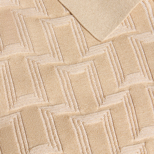 Sand beige “Matrix Vanisé” zipped polo shirt