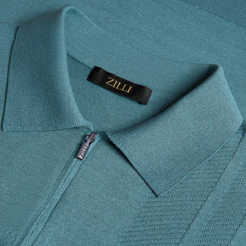 Green dusty ottanio “Royal Vibes” zipped polo shirt