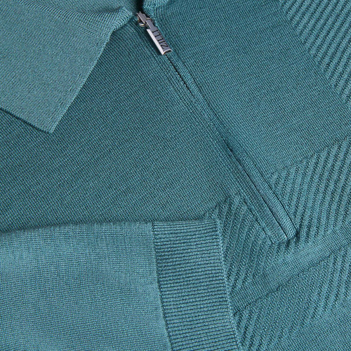 Green dusty ottanio “Royal Vibes” zipped polo shirt