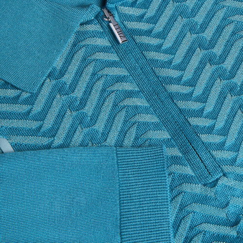 Blue teal “Bridge” zipped polo shirt