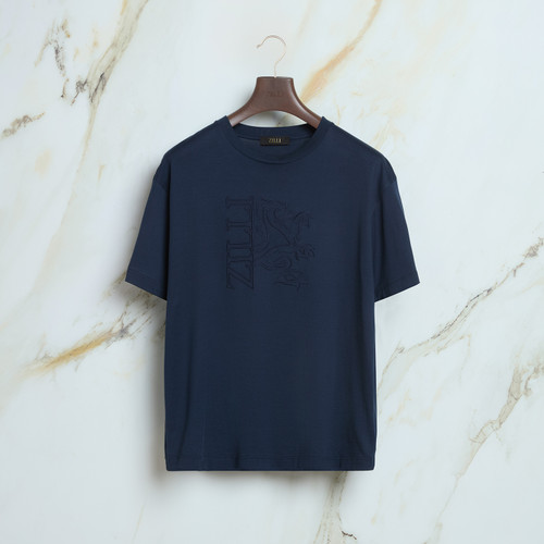 Dark navy blue “ZILLI Half & Half” t-shirt