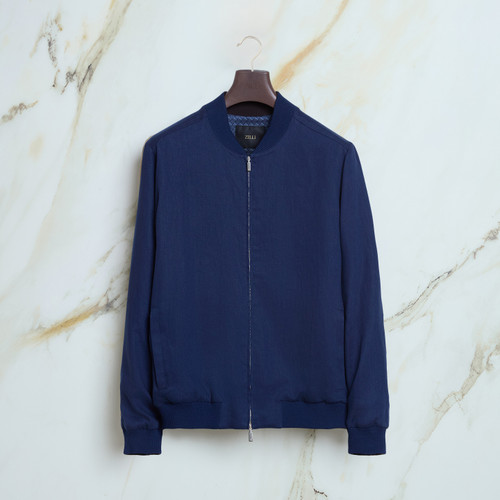 Light navy blue “Solid Color” bomber jacket