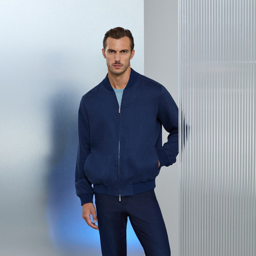 Light navy blue “Solid Color” bomber jacket