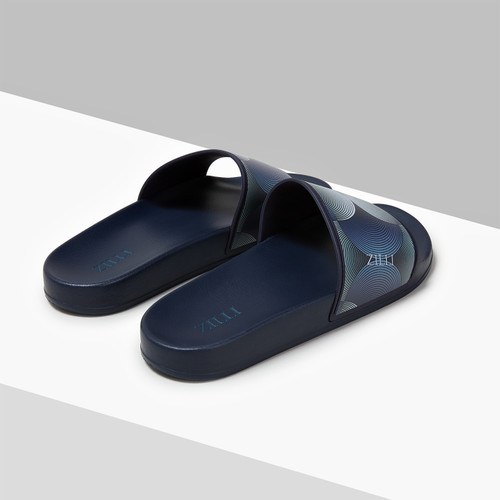 Dark navy blue “ZILLI Multi-Circles” beach slides