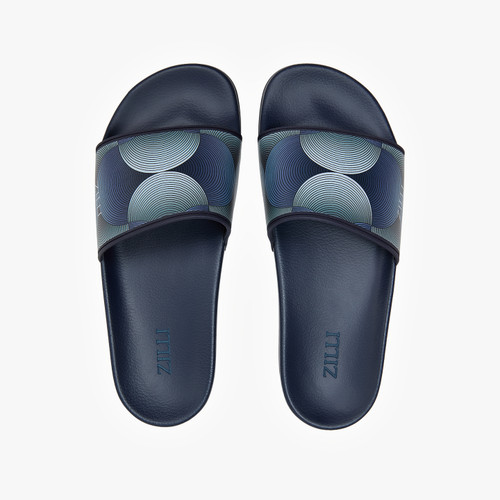 Dark navy blue “ZILLI Multi-Circles” beach slides