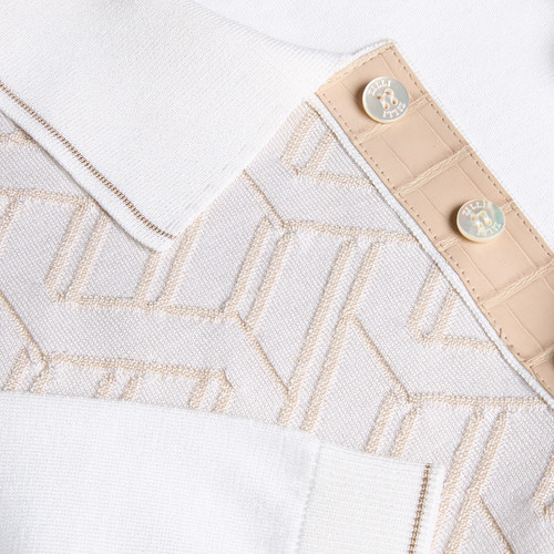 Natural white “Braid Vanisé” button-down polo shirt