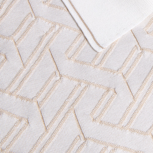 Natural white “Braid Vanisé” button-down polo shirt