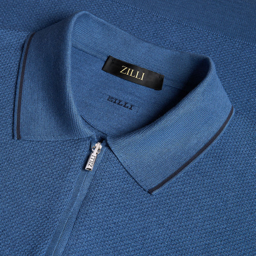 Light periwinkle blue “Twilight” zipped polo shirt