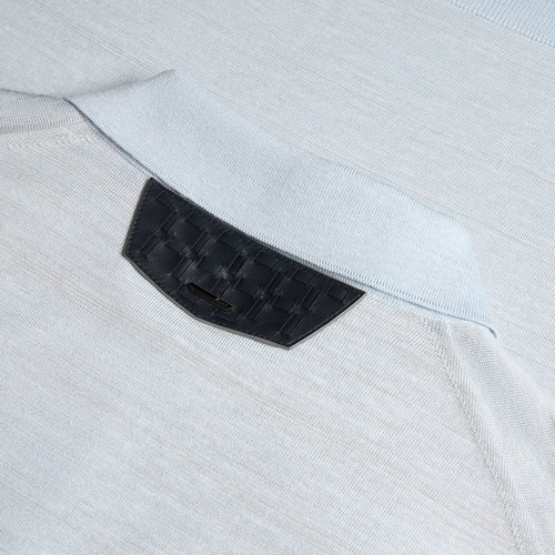 Metal blue “Linen Horizon” zipped polo shirt