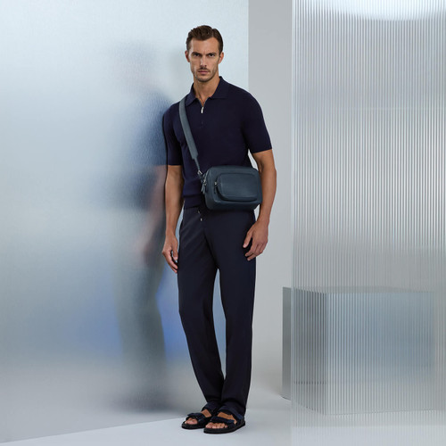 Dark navy “Lion Piquet” zipped polo shirt