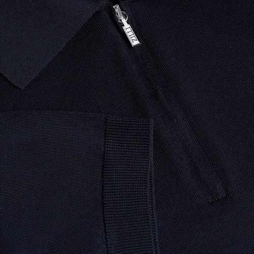 Dark navy “Lion Piquet” zipped polo shirt