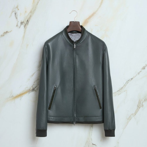 Dark sage green “Rond Intemporel” blouson jacket