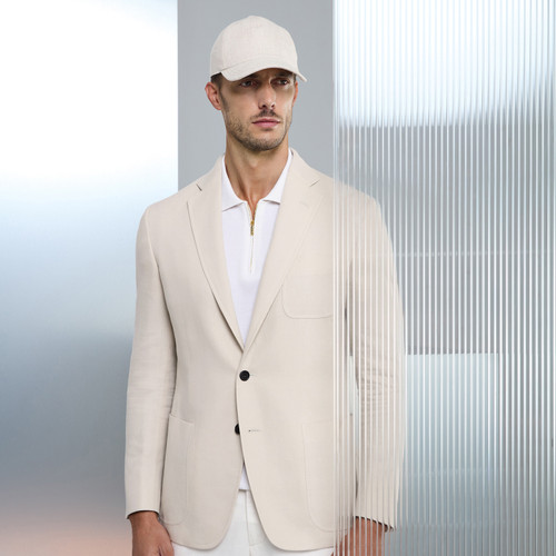 Blond fawn "London" single breasted jacket
