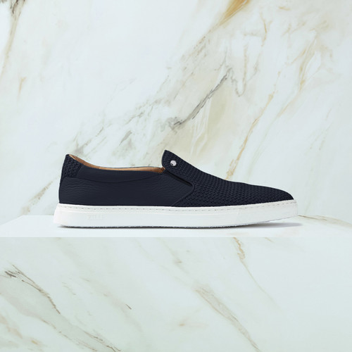 Dark navy blue “Micro Woven” slip-on sneakers 