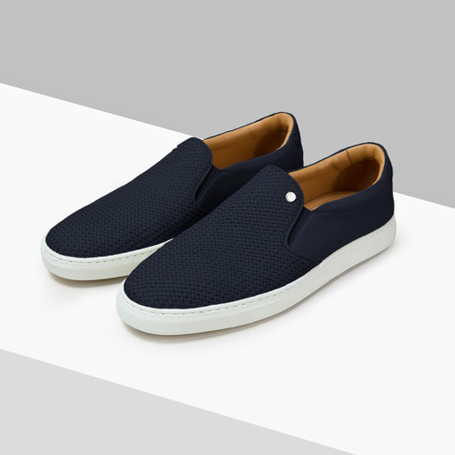 Dark navy blue “Micro Woven” slip-on sneakers 