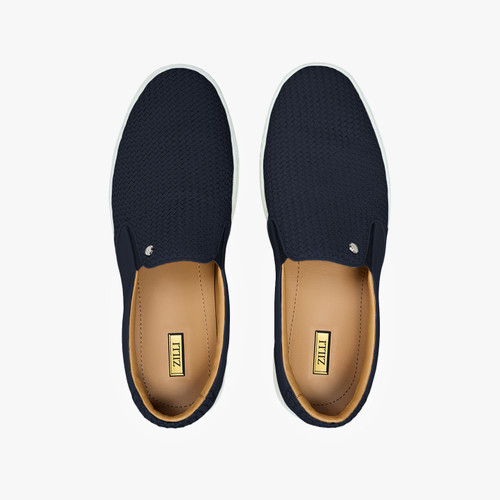 Dark navy blue “Micro Woven” slip-on sneakers 