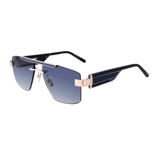 Blue, navy, and gold “Taek” sunglasses, blue lenses