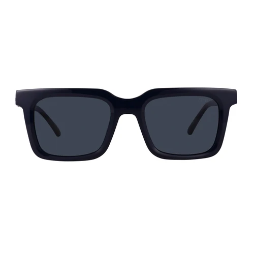 Dark navy and shiny gold “Taz” sunglasses, grey gradient lenses