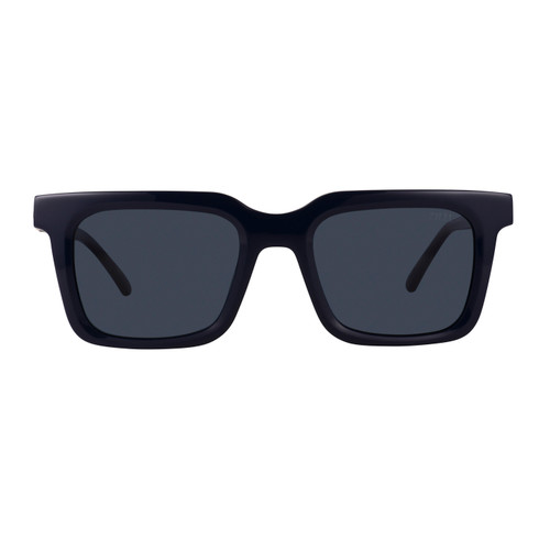 Dark navy and shiny gold “Taz” sunglasses, grey gradient lenses