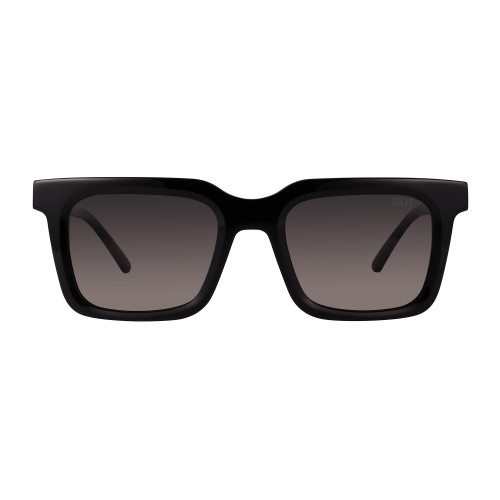 Black and shiny gold “Taz” sunglasses, grey gradient lenses