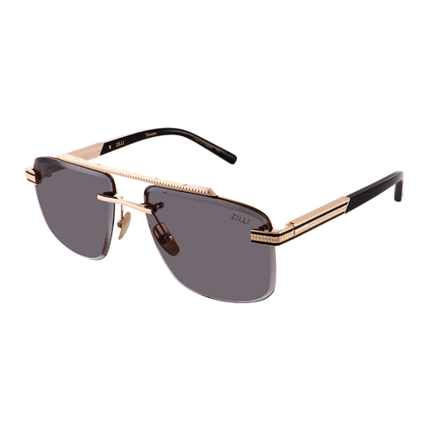 Black and shiny gold "Ross” sunglasses, brown gradient lenses