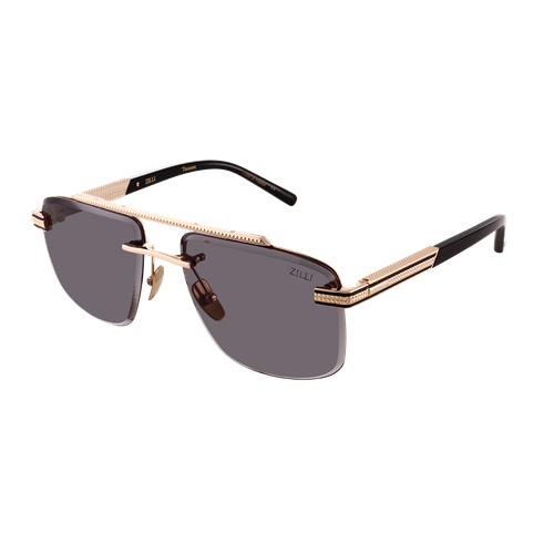 Black and shiny gold "Ross” sunglasses, brown gradient lenses