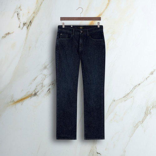 Navy blue slim-fit jeans, "Big Lion Embroidery Alligator"