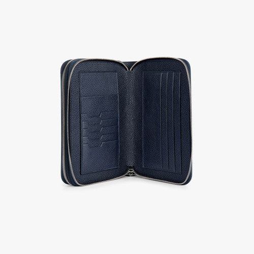 Navy blue "Classic Ingot Palladium" double zip pouch
