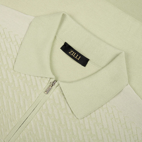 Dusty lime green “Dusk” zipped polo shirt