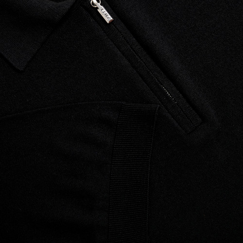 Black “Lion Piquet” zipped polo shirt