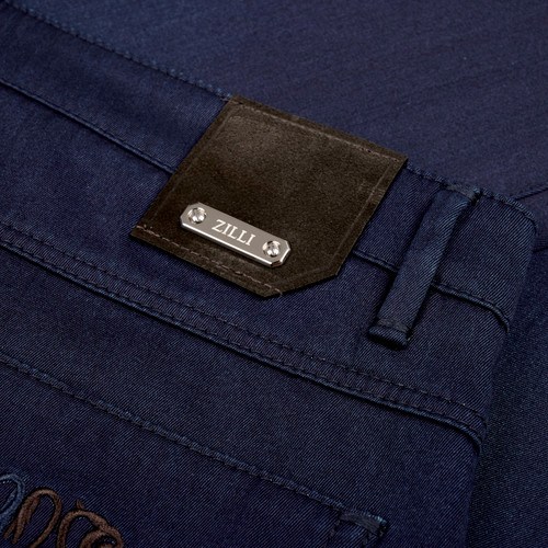 Navy blue “Two Griffon Embroidery” jeans