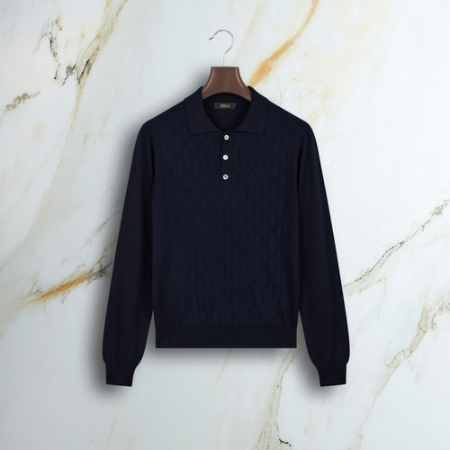 Dark Navy “Bicolor” button-down polo shirt