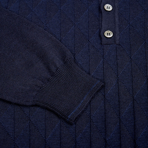 Dark Navy “Bicolor” button-down polo shirt
