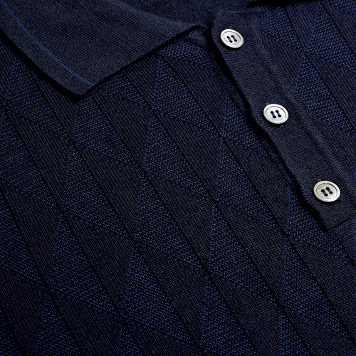 Dark Navy “Bicolor” button-down polo shirt