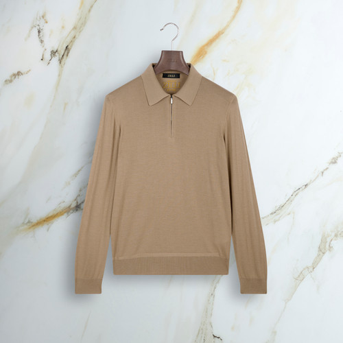 Cappuccino “Lion Piquet” zipped polo shirt