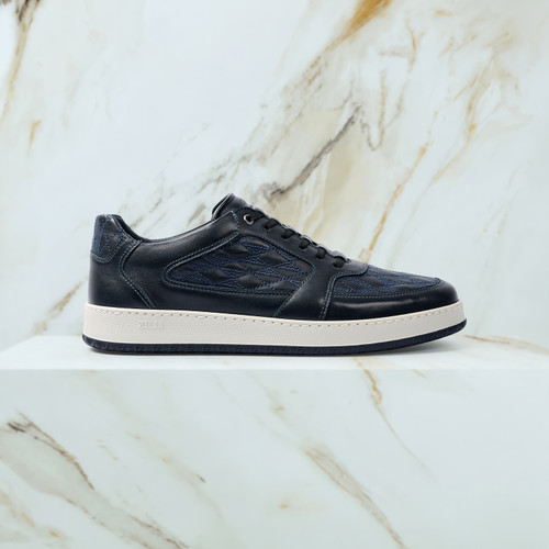 Dark navy “Quilted Check” sneakers