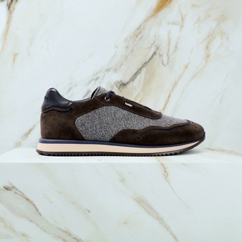 Dark Brown "Rutenio Metal Match Piping" running sneakers