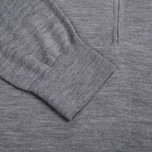 Grey “Vertical Stripes Trama” zipped polo shirt