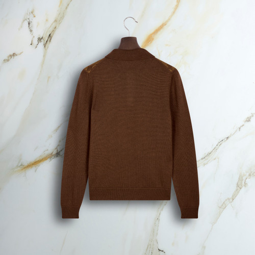 Clay ”Herringbone Stitch Gold” zipped polo shirt
