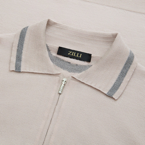 Dusty pink “Bicolor Details” zipped polo shirt