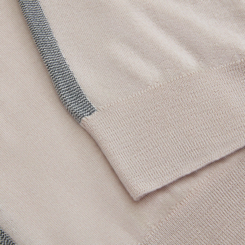 Dusty pink “Bicolor Details” zipped polo shirt
