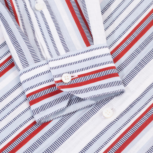 Sky-blue, white and red striped shirt