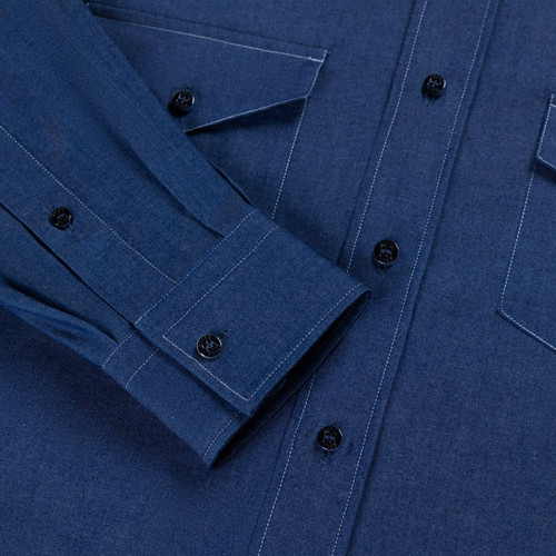 Denim-blue denim shirt, white stitching