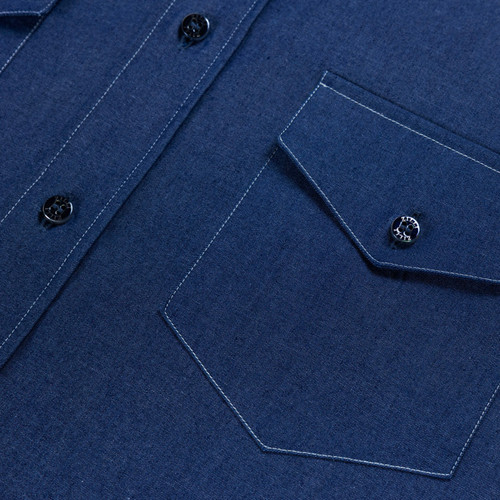 Denim-blue denim shirt, white stitching Denim-blue denim shirt, white stitching