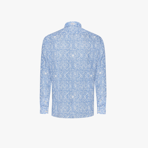 Sky-blue and white shirt, paisley printed pattern