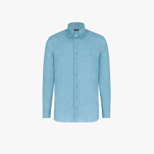 Chemise bleu ciel, triple surpiqûre