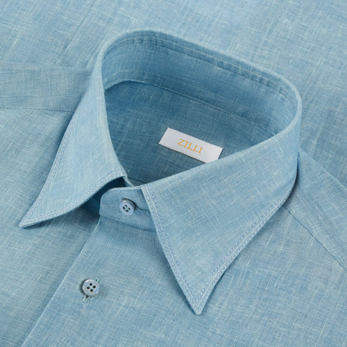 Sky-blue shirt, triple stitching