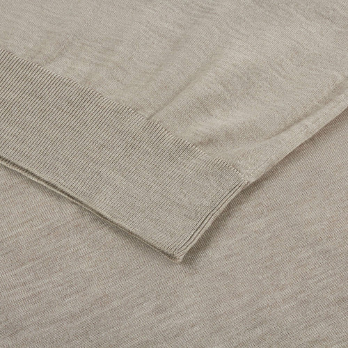 Beige zipped polo shirt, long sleeves